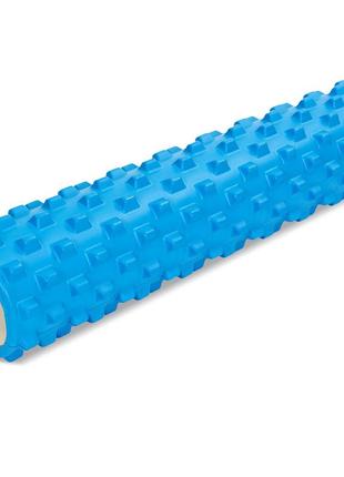 Ролик для занятий фитнесом и йогой sp-sport grid rumble roller fi-6280 синий