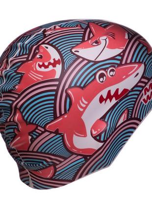 Дитяча шапочка для плавання силіконова madwave junior sharky m057911 бірюзовий5 фото