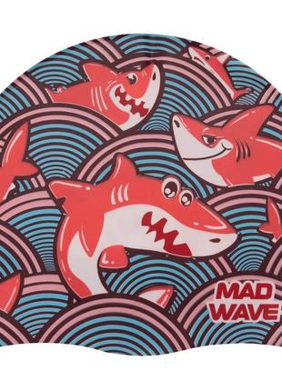 Дитяча шапочка для плавання силіконова madwave junior sharky m057911 бірюзовий