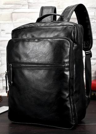Чоловічий міський повсякденний рюкзак для ноутбука з екошкіри.4 фото
