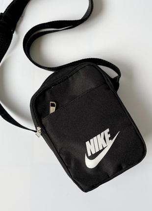 Сумка мужская спортивная найк через плечо текстильная черная молодежная барсетка nike мессенджер мужской