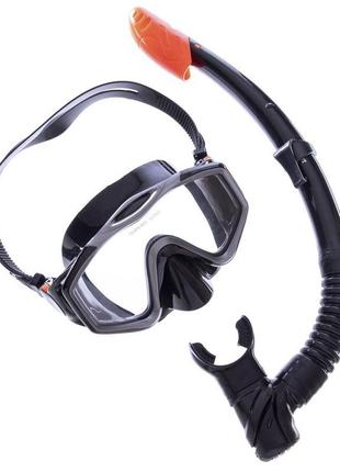 Набір для плавання маска з трубкою zelart m153-sn124-sil чорний