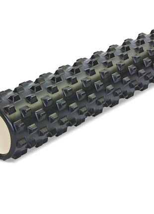 Ролик для занятий фитнесом и йогой sp-sport grid rumble roller fi-6280 черный