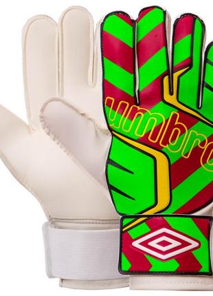 Перчатки вратарские с защитой пальцев umbro с чехлом  9-10 fb-840 салатовый