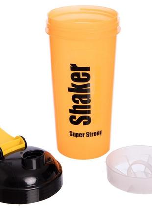 Шейкер для спортивного харчування c сіточкою top shaker bottle (600 мл) sp-sport fi-4444 помаранчевий-чорний4 фото