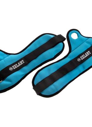 Обтяжувачі-манжети (2 x 0.5 кг) для рук і ніг zelart fi-4245-1 чорний-блакитний2 фото