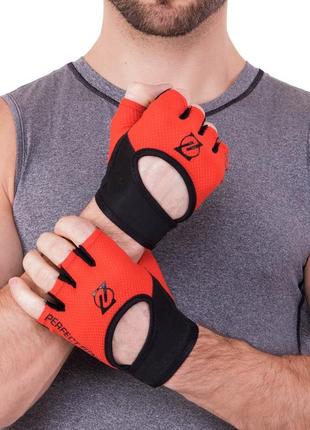 Перчатки для фитнеса, зала, занятиях на тренажерах zelart ma-3886 черный-оранжевый