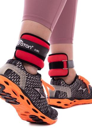 Обтяжувачі-манжети (2 x 0.5 кг) для рук і ніг maraton fi-2858-1 червоний-чорний8 фото
