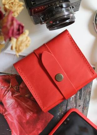 Кошелек из натуральной кожи ручной работы mini (crimson) wa_008