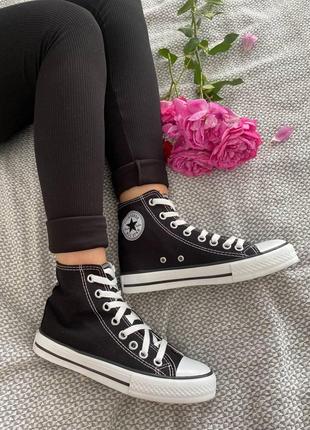 Женские классические высокие кеды converse черные