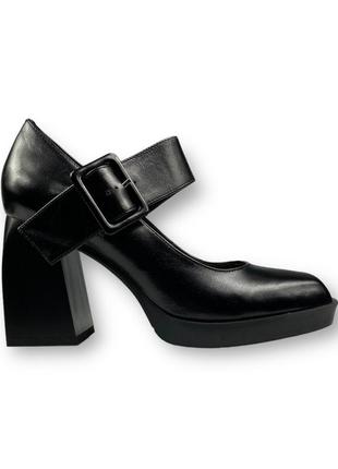 Туфли мери джейн женские кожаные черные на высоком квадратном каблуке 70853-f1-h1084 brokolli 2532
