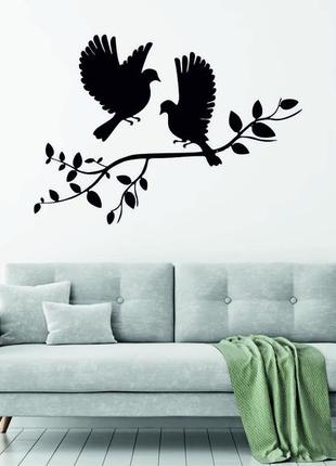 Декоративное настенное панно «птички два голубя», декор на стену4 фото