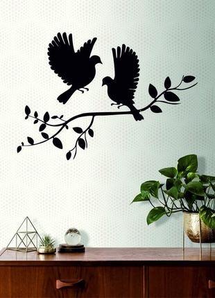 Декоративное настенное панно «птички два голубя», декор на стену3 фото