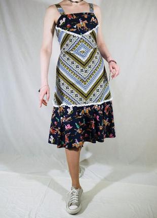 Хлопковое платье с принтом в стиле вестерн (ретром, винтаж)6 фото