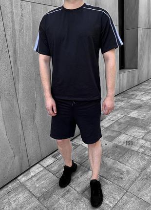 Качественный оверсайз комплект шорты и футболка стильный костюм летний мужской повседневный премиум качественный