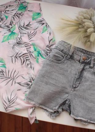 Комплект на лето рубашка + джинсовые шорты h&amp;m 12-13 лет
