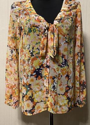 Блуза зара цветочный принт шифон2 фото