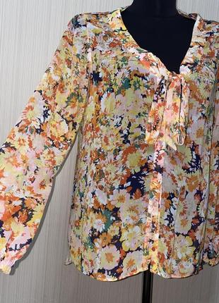 Блуза зара цветочный принт шифон3 фото