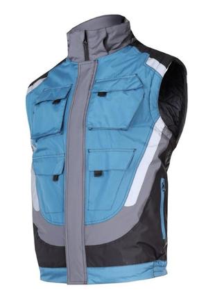 Куртка зимняя soft shell с отстегивающимися рукавами - синьо-чорний, xl (54)2 фото