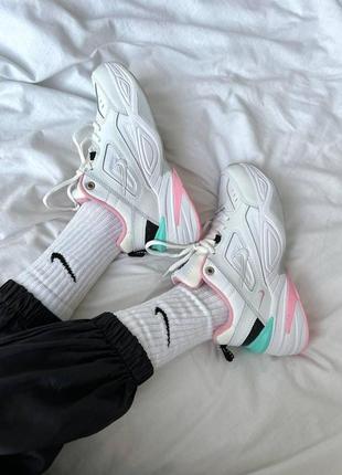 Женские кроссовки  nike m2k tekno white pink turquoise4 фото