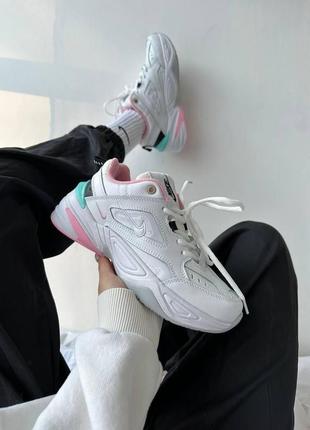 Женские кроссовки  nike m2k tekno white pink turquoise5 фото