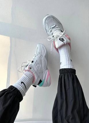 Женские кроссовки  nike m2k tekno white pink turquoise1 фото