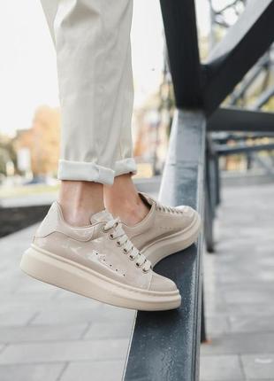 Жіночі кросівки   alexander mcqueen low light beige matte александр маквин2 фото