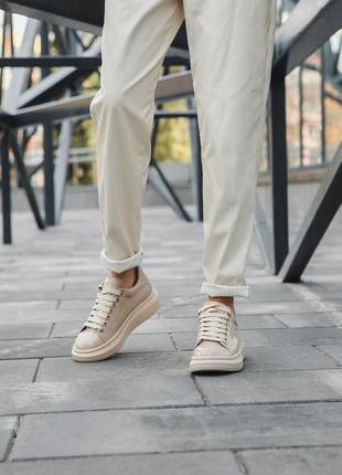 Жіночі кросівки   alexander mcqueen low light beige matte александр маквин7 фото