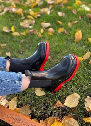 Женские ботинки bottega veneta black red (no logo) челси,боттега венета10 фото