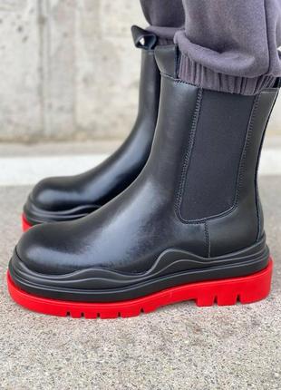 Женские ботинки bottega veneta black red (no logo) челси,боттега венета2 фото