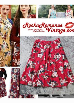 Полно круглая юбка-миди, с карманами  в аутентичном винтажном стиле 1950-х  годов rockh romance vintage (14-16 размер)