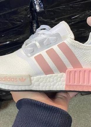 Женские кроссовки  adidas nmd pink white