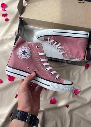 Кеды женские converse chuck taylor all star hi pink конверс7 фото