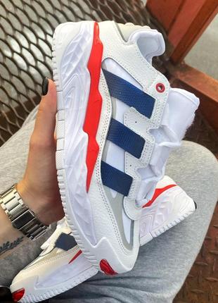 Мужские и женские кроссовки   adidas niteball white blue red  адидас найтбол