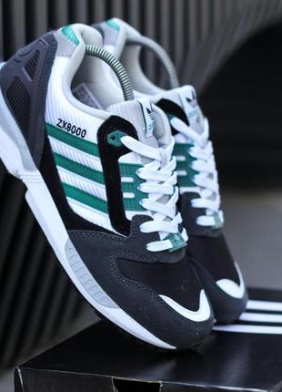 Мужские кроссовки  adidas zx 800 black grey green white