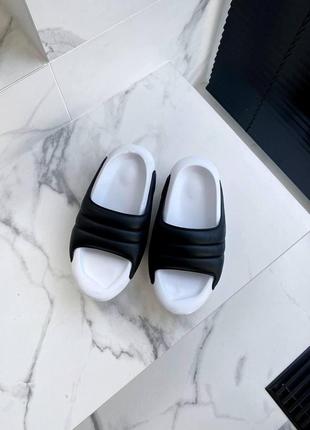 Шлепанцы женские  balmain slide black white5 фото