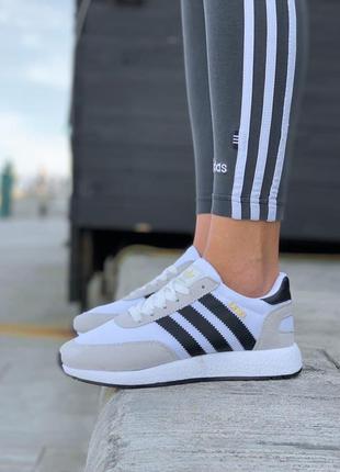 Женские кроссовки  adidas iniki white grey 2