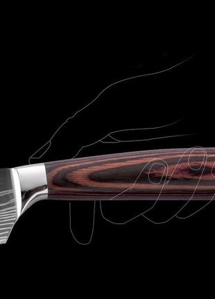 Нож кухонный 13 см универсальный маленький с дамасским лазерным узором4 фото