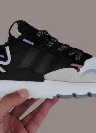 Женские кроссовки  adidas nite jogger 3m black white