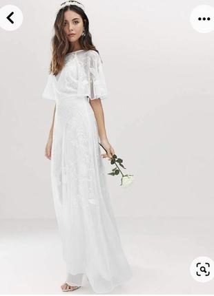 Нежное бохо свадебное платье asos с цветами, на маленький рост1 фото