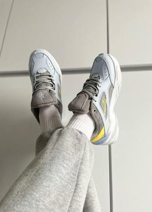 Женские кроссовки  nike m2k tekno half blue/chrome yellow grey2 фото