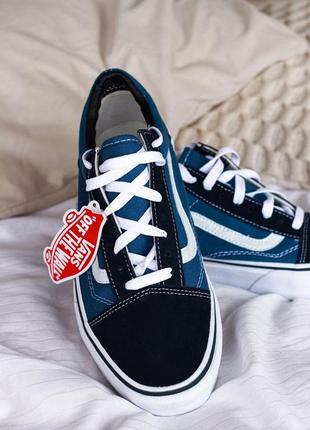 Женские кроссовки  vans old skool black blue white