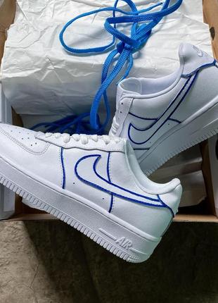 Мужские и женские кроссовки  T-Shirt nike air force 1 low white blue