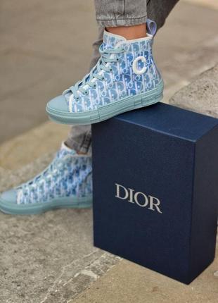 Кросівки жіночі dior b23 high top sky blue діор кеди5 фото