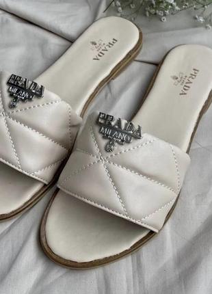 Женские кроссовки  prada slides ‘beige’1 фото