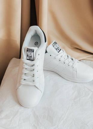 Кроссовки женские adidas stan smith white black 3 адидас стан смит