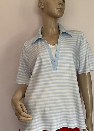 Бавовняна полосата футболка- поло/46/brend rabe