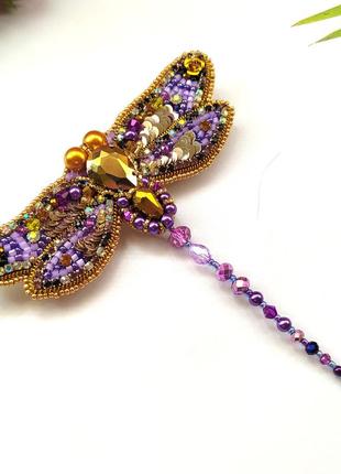 Брошь ручной работы "стрекоза"