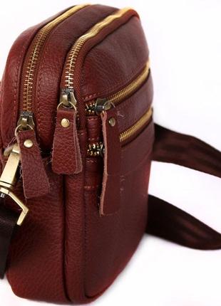 Удобная мужская сумка коричневая, много отделений