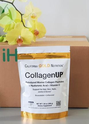 California gold nutrition, collagenup, колаген, гіалуронова кислота й вітамін с, 206 г